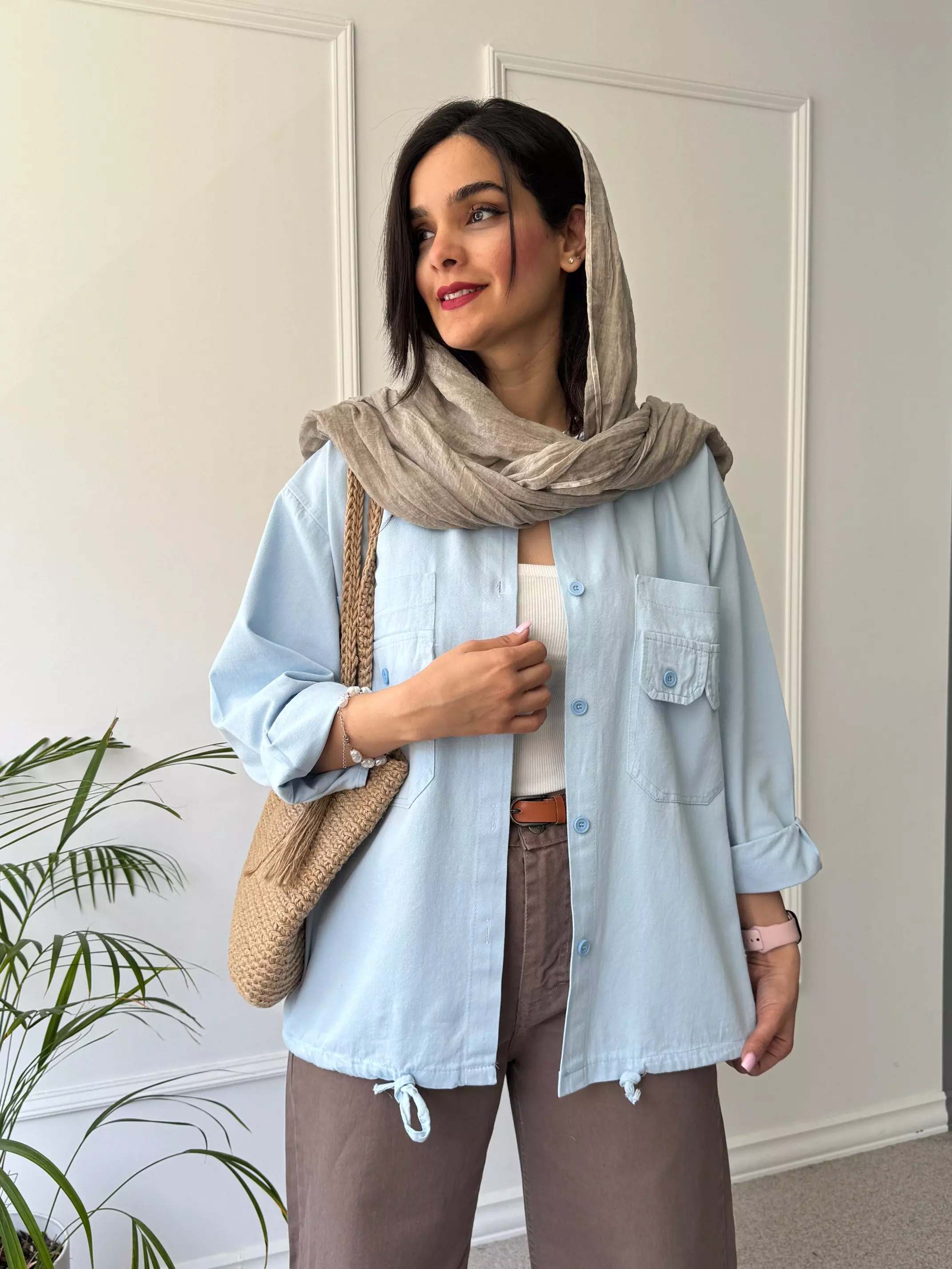 مانتو کتان آسمان